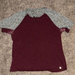 American Eagle Outfitters Burgundy and Heather Gray Henley